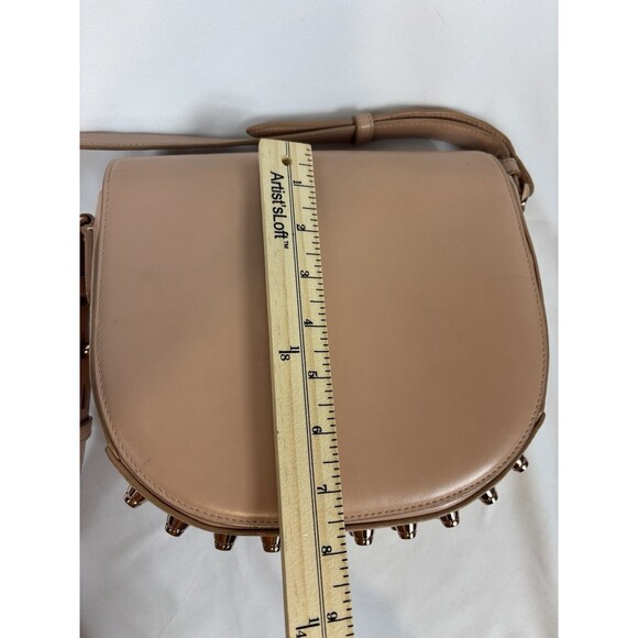 Alexander Wang Lia Leather Crossbody Shoulder Bag Peach Tan Nude Studded Bottom - Picture 11 of 16